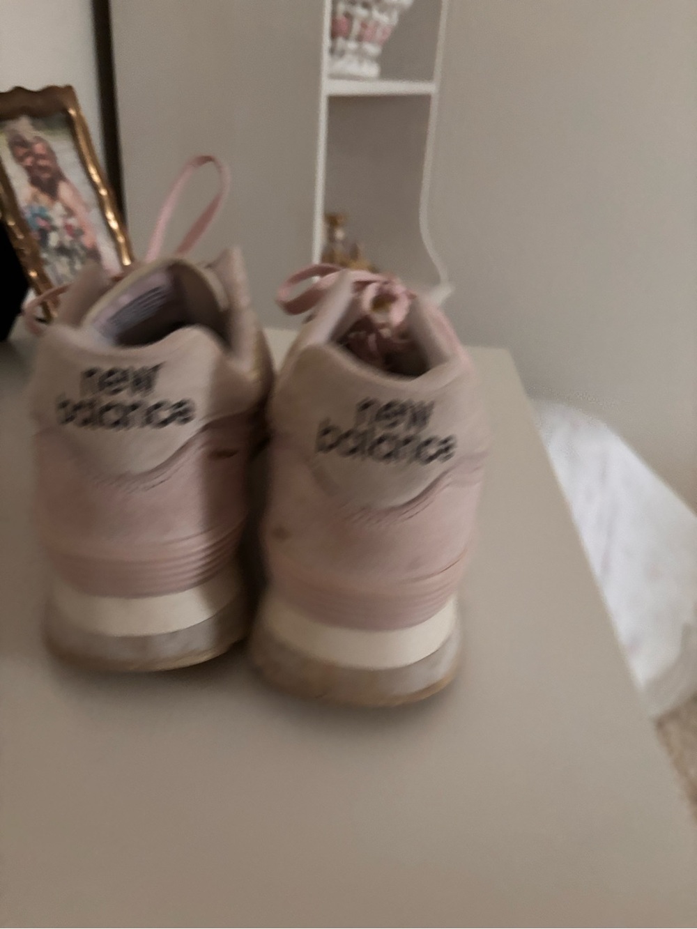 New Balance Women's Pink and Cream Classic Runner Sneakers - Picture 2 of 3